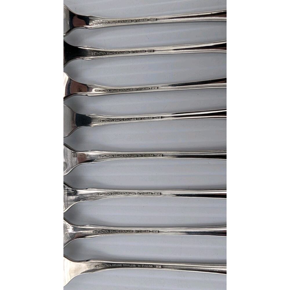 8 Oneida Distinction Deluxe HH Stainless Steel Raphael Cocktail/Seafood Forks - Picture 7 of 8